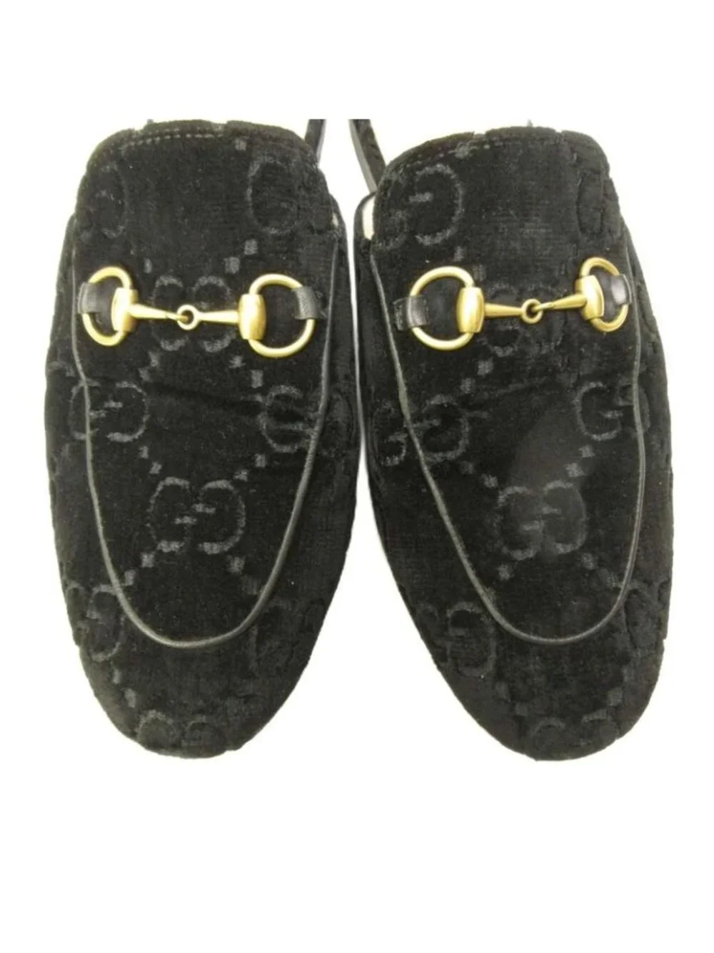 Gucci Princetown Horsebit Mule Sandals GG Pattern Velvet Black 6.5 - Picture 6 of 8
